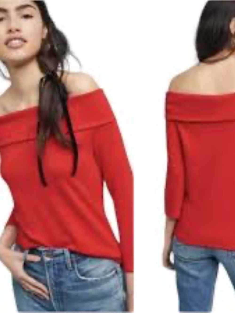 Anthropologie Red Cowl Neck Off Shoulder Sweater Top Blouse